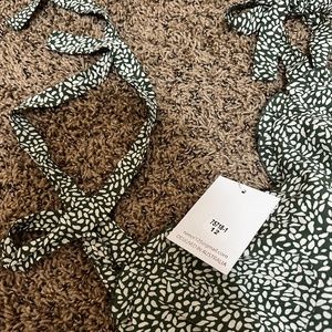 Rumor MIDI Patterned Sage Dress